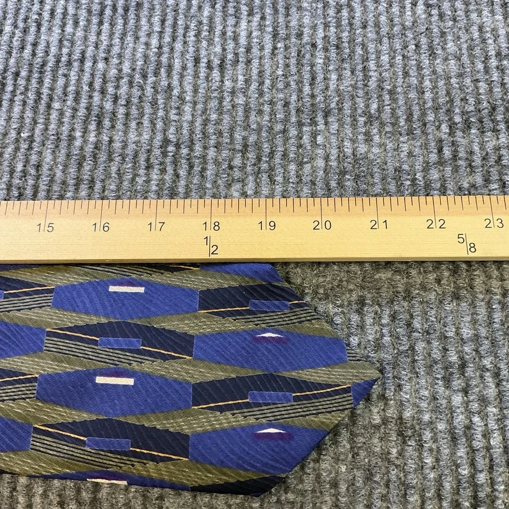 Bugatti‎ 100% Silk Made in USA Tie Geometric Blue And Green 3.5